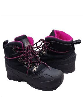 Itasca Granite Peck Black Pink Fleece Round Toe Lace Up High Ankle Snow Boot